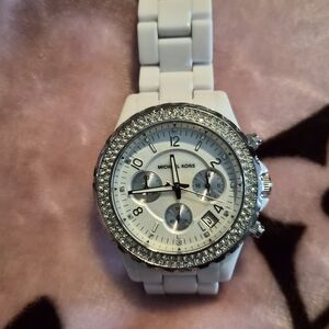 Michael Kors White and Silver Chronograph Watch